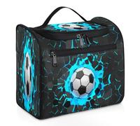 Bolsa de maquillaje de viaje con estampado deportivo de fútbol para mujeres, hombres, niños, niñas, niños, fútbol, 11,2 L, bolsa de aseo para cosméticos, bolsa de aseo colgante, bolsa de aseo