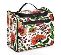 Bolsa de maquillaje de viaje con flores de cachemira para mujeres, hombres, niñas, niños, tribus, cachemira, 11.2 L, bolsa de aseo colgante, artículos de tocador, organizador de cosméticos, bolsa de