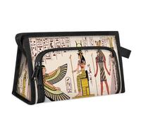 Bolsa de maquillaje de viaje con jeroglíficos egipcios de dioses para mujeres, hombres, niños y niñas, bolsa de lavado egipcia, multiusos, bolsa de aseo para cosméticos, artículos de tocador,