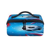 Bolsa de maquillaje de viaje con la bandera de Rusia, portátil, impermeable, abierta, plana, artículos de tocador, cosméticos, organizador de viaje para mujeres y hombres