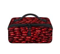 Bolsa de maquillaje de viaje con manzanas de frutas rojas, bolsa impermeable y abierta, bolsas de aseo planas y organizadoras de viaje para mujeres y hombres