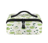 Bolsa de maquillaje de viaje con manzanas de frutas verdes, bolsa impermeable y abierta, bolsas de aseo planas y organizadoras de viaje para mujeres y hombres