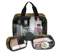 Bolsa de maquillaje de viaje con patrón de jaguares de leopardo para mujeres y hombres, bolsas de cosméticos translúcidas de leopardo, 3 piezas, bolsa grande para ducha, organizador de artículos de