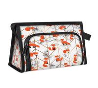 Bolsa de maquillaje de viaje con patrón de zorro de mármol para mujeres, hombres, niños, niñas, niños, zorros, bolsa de lavado multiusos, bolsa de aseo para cosméticos, artículos de tocador, bolsa
