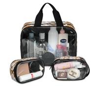 Bolsa de maquillaje de viaje con temática de Acción de Gracias Happy Holidays para mujeres y hombres, bolsas de cosméticos translúcidas, 3 piezas, bolsa grande para ducha, organizador de artículos de