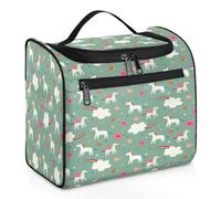 Bolsa de maquillaje de viaje con unicornios lindos para mujeres, hombres, niños, niñas, niños, unicornios mágicos, 11.2 L, bolsa de aseo para cosméticos, bolsa de aseo colgante, bolsa de aseo