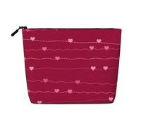 Bolsa de Maquillaje de Viaje de Gran Capacidad para Mujer, diseño de Love On A Thin Line, Ideal para San Valentín. Bolsa de cosméticos portátil de una Sola Capa de cáñamo sintético con Cremallera.
