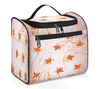 Bolsa de maquillaje de viaje de mármol de zorro para mujeres, hombres, niños y niñas, lindo zorro de 11.2 L, bolsa de aseo colgante, bolsa de aseo organizadora de artículos de tocador, bolsa de ducha,