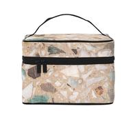 Bolsa de Maquillaje de Viaje de Piedra Natural de terrazo para Mujer, Organizador Grande de cosméticos