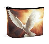 Bolsa de Maquillaje de Viaje de Piel sintética Dove Sun Art para Mujer, con Bolsillo para cosméticos, Bolso de Mano portátil y Organizador con Cierre.