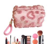Bolsa de maquillaje de viaje, diseño de plush Toiletry Pouch, espaciosa y de gran capacidad, organizador de pinceles cosméticos para viajes diarios y fin de semana, 18 x 9 cm, 90 g, rosa
