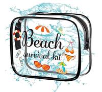 Bolsa de maquillaje de viaje - Gran bolsa de almacenamiento con cremallera, organizador de maquillaje transparente bolsa de playa - Para baño, piscina, gimnasio, hotel, vacaciones, al aire libre