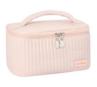 Bolsa de Maquillaje de Viaje, Gran Capacidad Bolsa para Cosméticos, Bolsa Organizadora de Almacenamiento, Portátil Cuero PU Neceser, Neceseres para Mujer (Rosa)