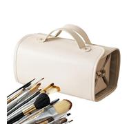 Bolsa de maquillaje de viaje, gran capacidad, plegable, diseño plegable de Toiletry, impermeable con secciones extraíbles para cepillos y cosméticos, viajes y uso diario, beige y Grown, beige, Se