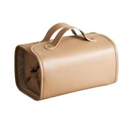 Bolsa de maquillaje de viaje, gran capacidad, plegable, diseño plegable de Toiletry, impermeable con secciones extraíbles para cepillos y cosméticos, viajes y uso diario, beige y Grown, marrón, Se
