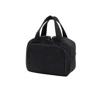 Bolsa de maquillaje de viaje grande con múltiples bolsillos, estuche de cosméticos y asa para mujer, organizador de maquillaje de viaje, Black, Mass Beauty