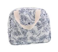 Bolsa de Maquillaje de Viaje Grande de Poliéster con Estampado Floral | Formato Cuadrado, Asa Portátil, Diseño Térmico Multifuncional, para Trayectos Largos y Uso Diario