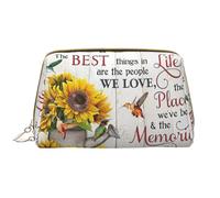 Bolsa de maquillaje de viaje grande - Memories Girasol Colibrí PVC Bolsa de cosméticos portátil para mujeres con cremallera, bolsa de cuidado de la piel, bolsa de maquillaje para mujer