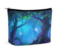 Bolsa de maquillaje de viaje impermeable, organizador de piel sintética, bolsas de cosméticos de elfo reino, pequeño estuche de aseo bonito, bolsa portátil con cremallera para mujeres y hombres