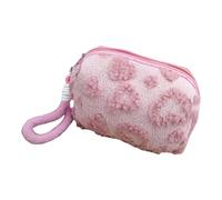 Bolsa de maquillaje de viaje, organizador para el cuidado de la piel, almacenamiento de felpa, con estampado de amor, estuche de aseo de felpa con asa, estuche suave para cosméticos, a