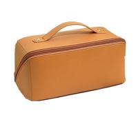 Bolsa de maquillaje de viaje, organizador portátil impermeable para encimera, bolsa de aseo abierta y plana, bolsa de maquillaje con patrón de bolsa de viaje, Brown, Elegante