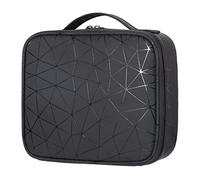 Bolsa de maquillaje de viaje para cosméticos, caja organizadora de belleza profesional para herramientas de brochas de maquillaje, con compartimento extraíble para artistas, Black