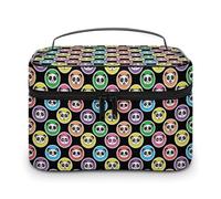 Bolsa de Maquillaje de Viaje para Hombre y Mujer, con diseño de Pandas y círculos, con Compartimentos y Asas, Ideal para Bodas y Fiestas, Gran Capacidad, Resistente al Agua, para el Cuidado de la pi