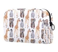 Bolsa de maquillaje de viaje para mujer, diseño de hojas tropicales de soya floral, a rayas negras, bolsa de cosméticos portátil, estuche de maquillaje, bolsa de aseo para niñas adolescentes,