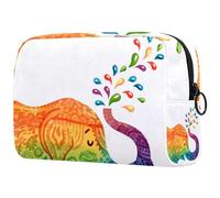 Bolsa de maquillaje de viaje para mujer, diseño de hojas tropicales de soya floral, a rayas negras, bolsa de cosméticos portátil, estuche de maquillaje, bolsa de aseo para niñas adolescentes,