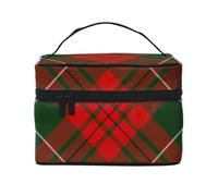 Bolsa de Maquillaje de Viaje para Mujer, diseño navideño de tartán escocés, Organizador Grande de cosméticos.