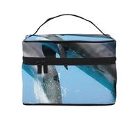 Bolsa de Maquillaje de Viaje para Mujer, Organizador de cosméticos Grande con diseño de Delfines Saltando en Invierno.