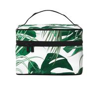 Bolsa de Maquillaje de Viaje para Mujer, Organizador de cosméticos Grande con diseño de Hojas de Palma Verde Tropical y Hojas de Jungla.