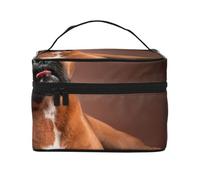 Bolsa de Maquillaje de Viaje para Mujer, Organizador de cosméticos Grande con diseño de Perro bóxer Tumbado.