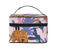 Bolsa de Maquillaje de Viaje para Mujer, Organizador de cosméticos Grande con diseño de Tigres en la Jungla
