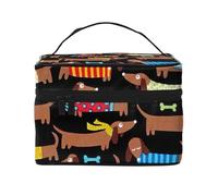 Bolsa de Maquillaje de Viaje para Mujer, Organizador de cosméticos Grande con Estampado Amo a mi Perro Salchicha