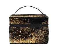 Bolsa de Maquillaje de Viaje para Mujer, Organizador de cosméticos Grande con Estampado de Arena Negra y Dorada
