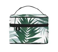Bolsa de Maquillaje de Viaje para Mujer, Organizador de cosméticos Grande con Estampado de Jungla Tropical y Hojas de Palmera.
