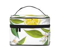 Bolsa de Maquillaje de Viaje para Mujer, Organizador de cosméticos Grande con Estampado de Ramas exóticas de limonero.