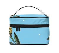 Bolsa de Maquillaje de Viaje para Mujer, Organizador de cosméticos Grande con Tulipanes Amarillos Dibujados a Mano.