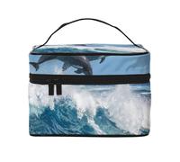 Bolsa de Maquillaje de Viaje para Mujer, Organizador de cosméticos Grande, diseño de delfín mular común