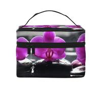 Bolsa de Maquillaje de Viaje para Mujer, Organizador de cosméticos Grande, diseño de orquídea Tranquila Morada