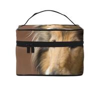 Bolsa de Maquillaje de Viaje para Mujer, Organizador de cosméticos Grande, diseño de Perro Collie de Pelo Largo Lassie, Perros Grandes y esponjosos.