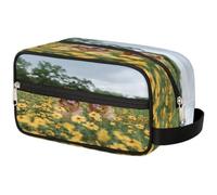 Bolsa de maquillaje de viaje para mujeres, hombres, niños, niñas, niños, Golden Retrievers Perro Flor Bolsa de lavado Bolsa de aseo Neceser Cosméticos Organizador Bolsa de ducha, color, Talla única,