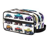 Bolsa de maquillaje de viaje para mujeres, hombres, niños, niñas, niños, lindos camiones monstruos, bolsa de lavado de dibujos animados, bolsa de aseo para cosméticos, bolsa de ducha, color, Talla