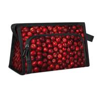 Bolsa de maquillaje de viaje para mujeres y hombres, bolsa organizadora de cosméticos con manzanas de frutas rojas, bolsa de aseo para artículos de aseo personal, color, L, Organizador de bolsas