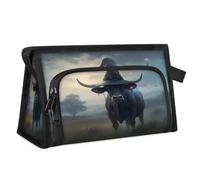 Bolsa de maquillaje de viaje para mujeres y hombres, bolsa organizadora de cosméticos de vaca toro del mundo mágico, color, L, Organizador de bolsas