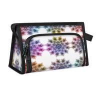 Bolsa de maquillaje de viaje para mujeres y hombres, colorida bolsa de aseo con diseño de mandala de plumas de pavo real, neceser organizador de artículos de aseo personal, color, L, Organizador de