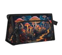 Bolsa de maquillaje de viaje para mujeres y hombres, con estampado de hongos mágicos del bosque, bolsa de lavado para cosméticos, artículos de tocador, artículos de tocador, organizador de bolsa de