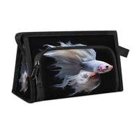 Bolsa de maquillaje de viaje para mujeres y hombres, con estampado de peces de lucha, bolsa de aseo para cosméticos, artículos de tocador, bolsa organizadora de ducha, color, L, Organizador de bolsas