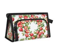 Bolsa de maquillaje de viaje para mujeres y hombres, con patrón de manzanas y hojas, bolsa de lavado para cosméticos, artículos de tocador, bolsa organizadora de artículos de tocador, color, L,